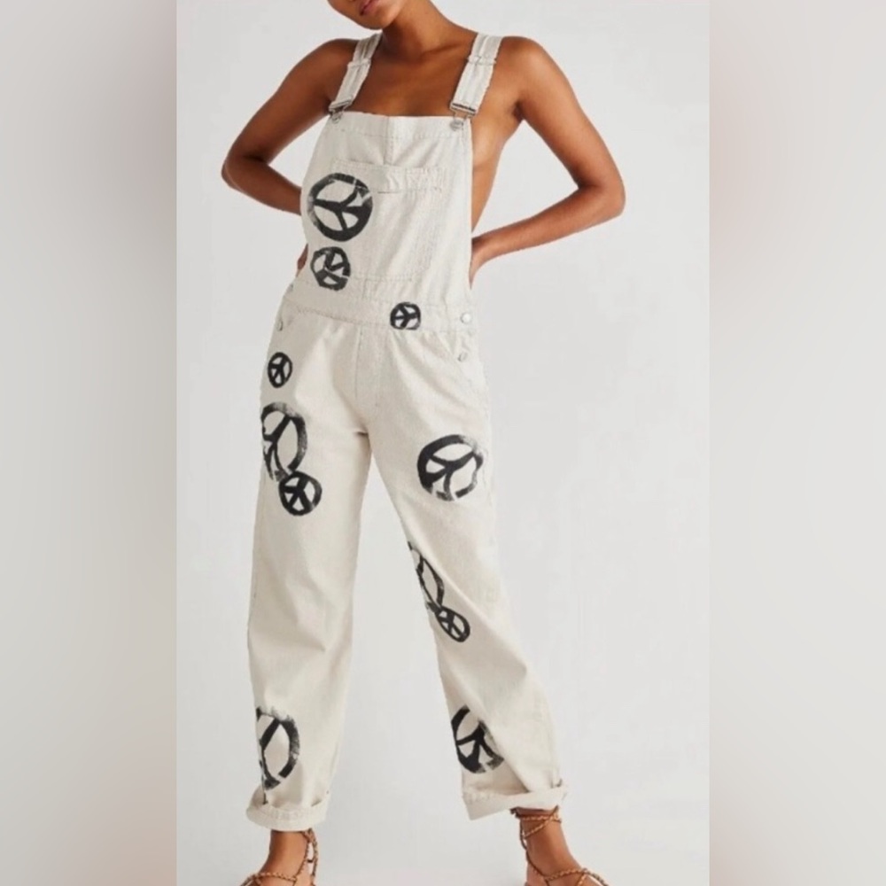 Free people Ziggy peace sign overalls - S